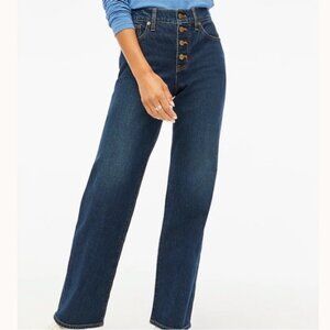 J. CREW CURVY FULL LENGTH WIDE-LEG JEANS DARK WASH HIGH RISE BUTTON FLY sz 30